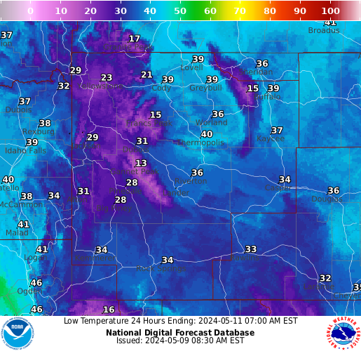 Tomorrow Night's Lows - Click to Enlarge