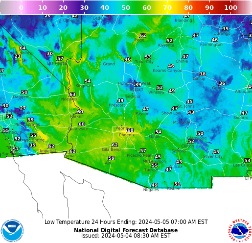 Arizona Forecast Low Temperatures
