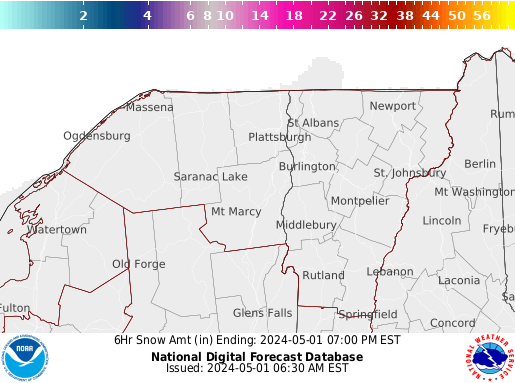 BTV 24 Hour Snowfall Forecast Report