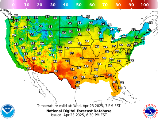 US Temperature Forecast Map