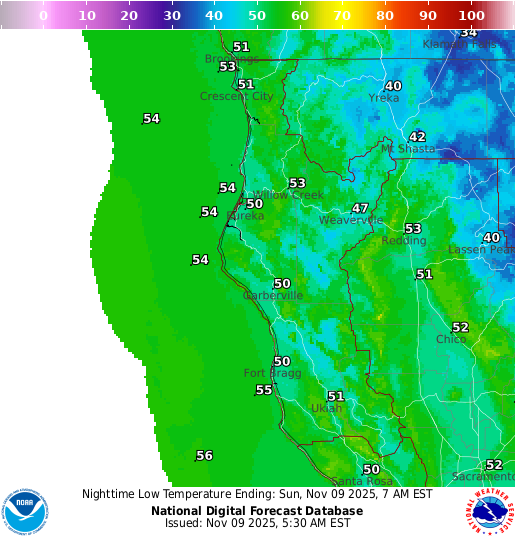 NOAA Graphical Forecast for Eureka, CA