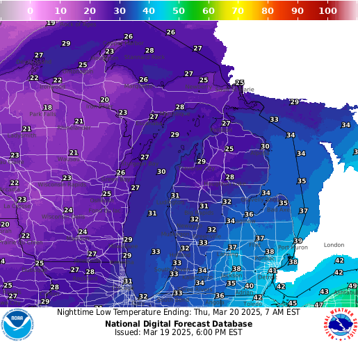 Michigan Cloud Cover on Monday 11 Dec at 12pm CST