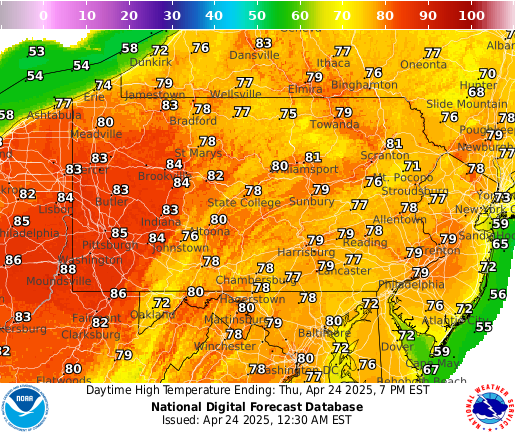 NOAA Graphical Forecast for Pennsylvania