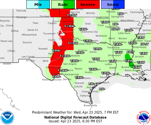 NOAA Weather Map for Canyon, Texas