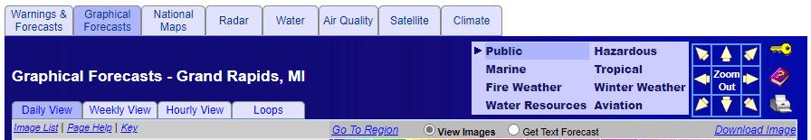 NDFD Graphical Forecast Tab Navigation Help Image