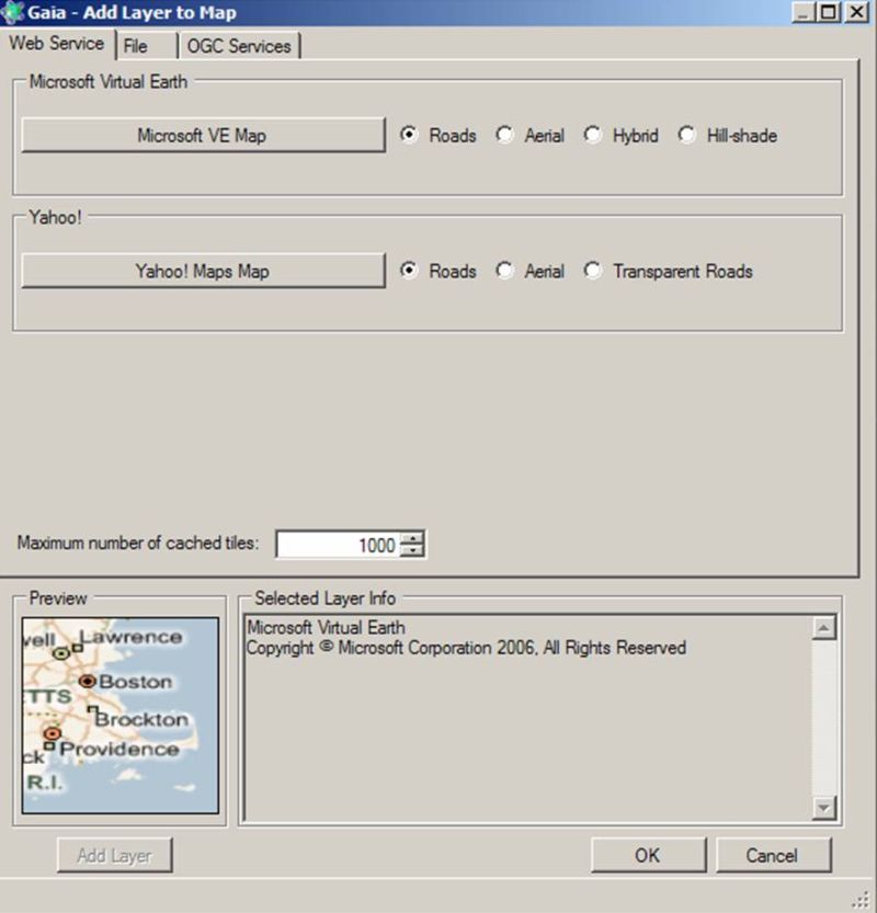 Gaia Add Map Window