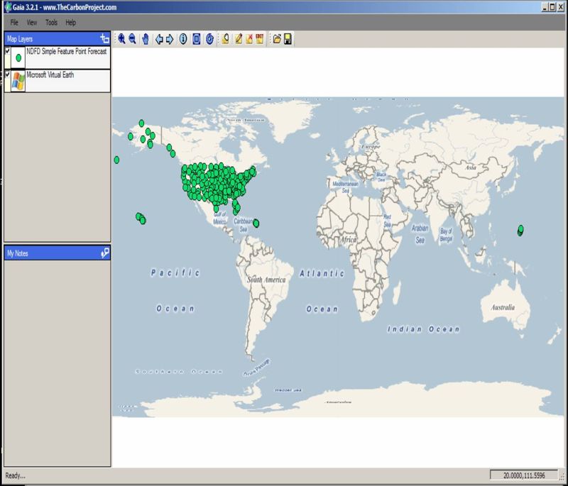 Gaia map with NDFD points