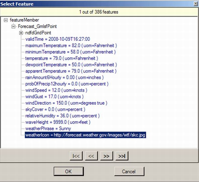Gaia Select Feature Window