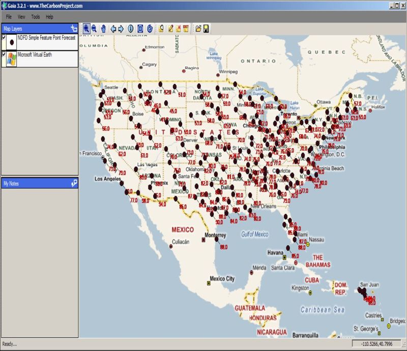 Gaia map with NDFD data