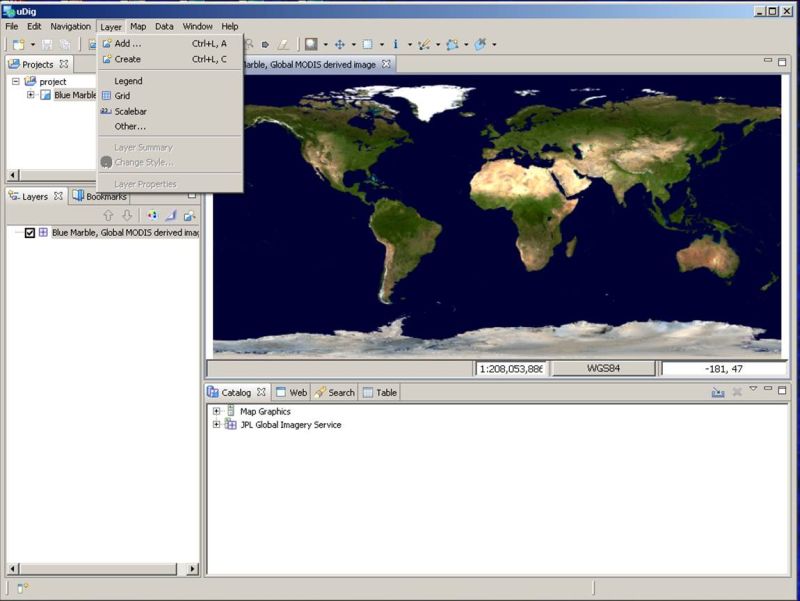 uDig Layer menu
