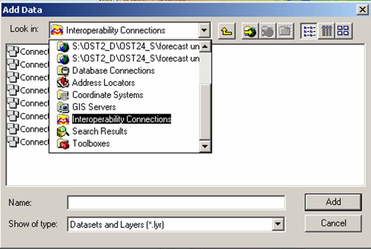 Add Data Window for an Interoperability Connection